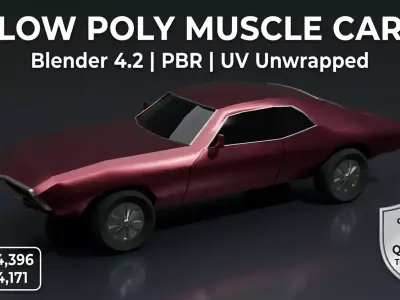 American muscle car Low Poly Game-ready Low-poly 3D model