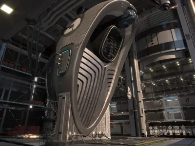 Interplanetary Starship Parked in a Hangar 3D model