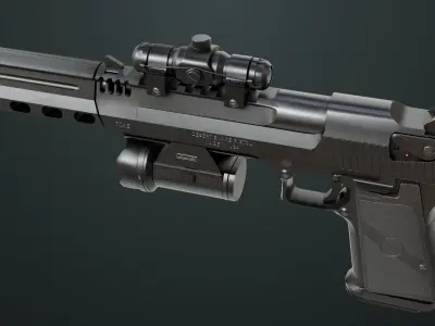 Pistol 10 Black Generic All PBR UE Textures Low-poly 3D model