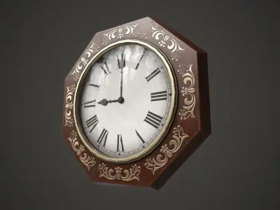 Vintage Wall Clock Low-poly 3D model