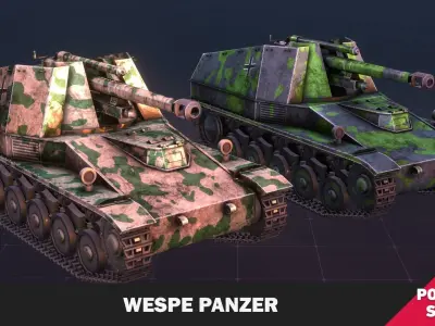Wespe  Panzer Artillery SDKFZ-124 Low-poly 3D model