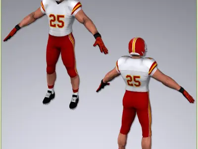 White American Football Player Real Time 3D model
