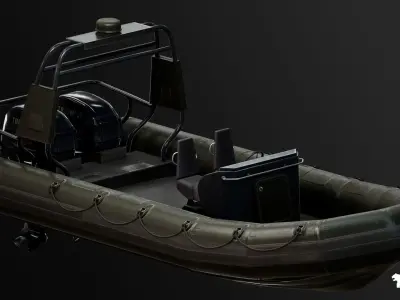 Military Boat - Rigged and BP Controllable with Skins Low-poly 3D model