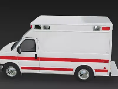 Realistic Emergency Ambulance 3D Model Low-poly 3D model