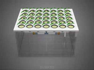 TRANSPARENT AEROPONIC PLANT CROP NET POT CUP WATERPUMP GROW TRAY 3D model