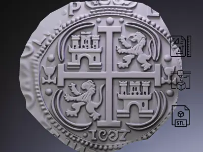 Gold Doubloon Coin Roz 3D print model