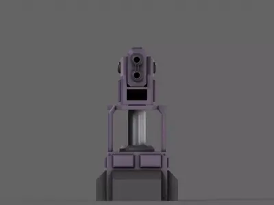 PBR Turret Gun 02 Purple Low-poly 3D model