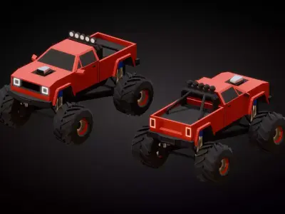 Monster Truck Low-poly 3D model