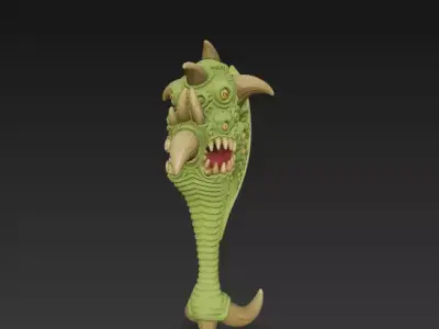 Mutant Beast Axe - Organic Fantasy Weapon 3D model