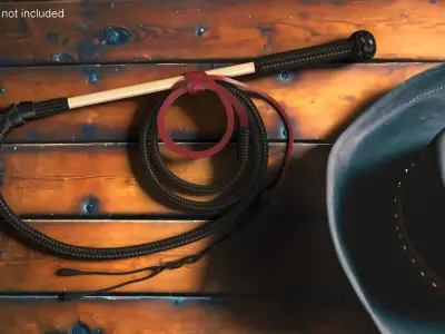 Historical Leather Whip Braided Black 3D model