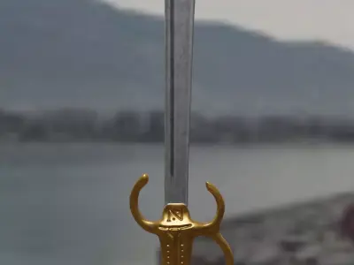 GILDED FALCHION Low-poly 3D model
