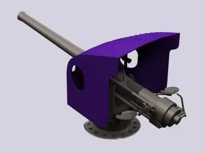 4Inch cannon Low-poly 3D model