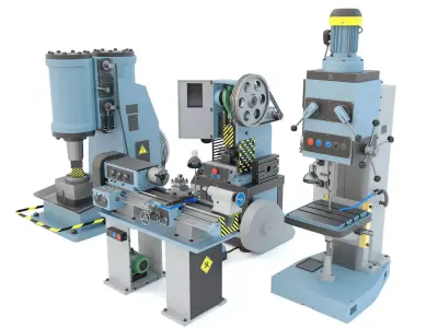 Forging hammer press drilling lathe machine tool - Collection 3D model