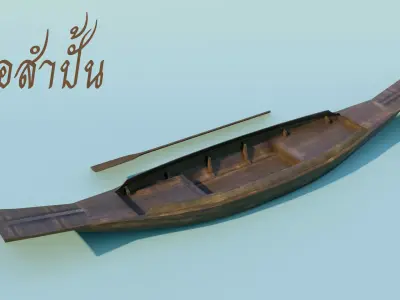 Thai-Boat-Sampan canoe 3D model