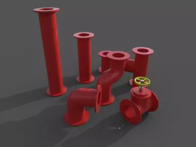 Pipes collection set of pipe fittings Low-poly 3D model by surfacemaestro