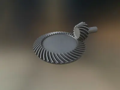 bevel gear with curved teeth Low-poly 3D model