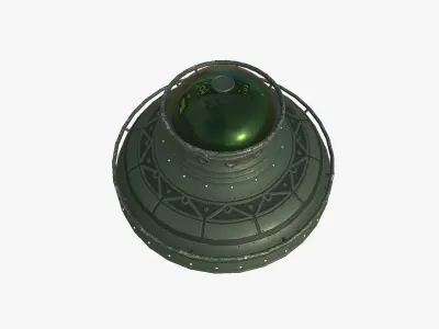 Alien Spaceship UFO F05 Dark Green - Sci Fi Spacecraft Design Low-poly 3D model