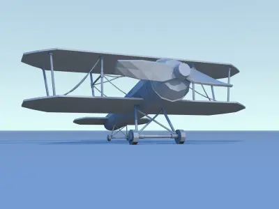 Lowpoly biplane 3D model Low-poly 3D model
