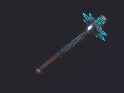 Fantasy Stylish Weapon- Mace of CrystalSpike Low-poly 3D model