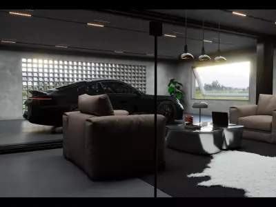 Luxury Car Garage Home Blender Project File Textured  3D model