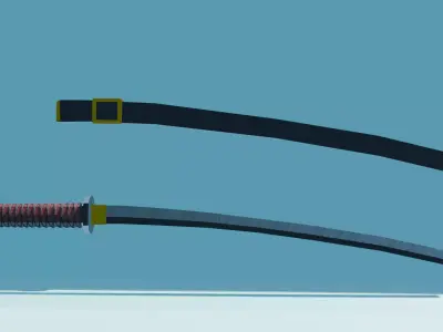 Japanese Katana with Sheath Dual-Tone Blade - Game Ready Weapon 3D model