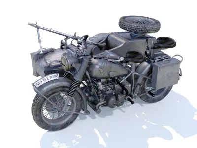 military motorcycle Low-poly 3D model
