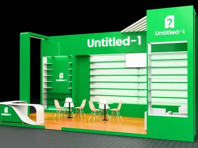 Exhibition Stall design 2 side open 3D model