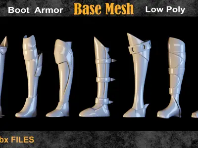 35 Boot Armor Base Mesh vol 14 Low-poly 3D model