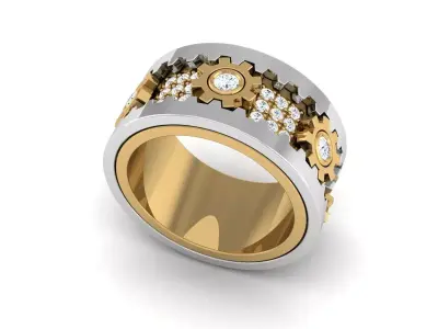 Steampunk Gear Diamond Ring 3D Model 3D print model