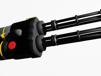 Stylized Double Minigun 3D Model Low-poly 3D model
