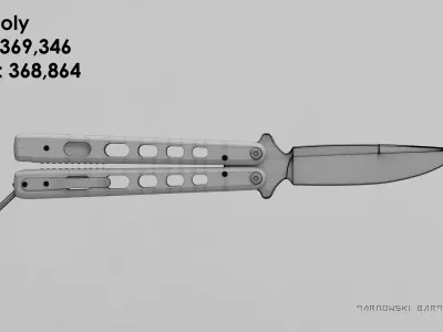 Butterfly knife Low-poly 3D model