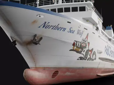 Passenger Ro-Ro Cargo Ship Low-poly 3D model