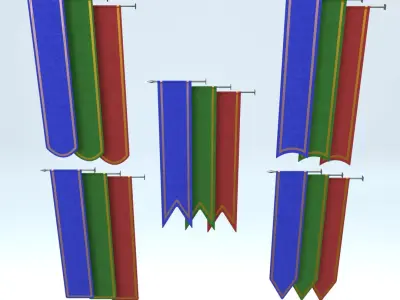 Wall Pole Banners 3D model
