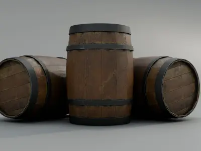 Wooden Barrel Low-poly 3D model shop