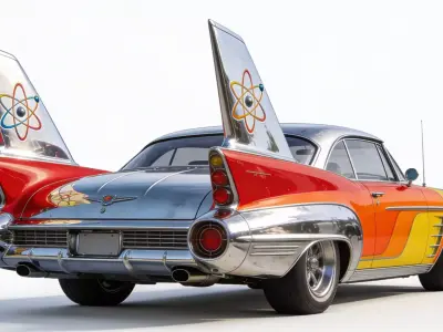 Vintage Atompunk Nuclear Tailfin Cruiser 3D Model Low-poly 3D model