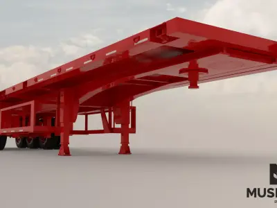 Trailer flatbed container  Low-poly 3D model