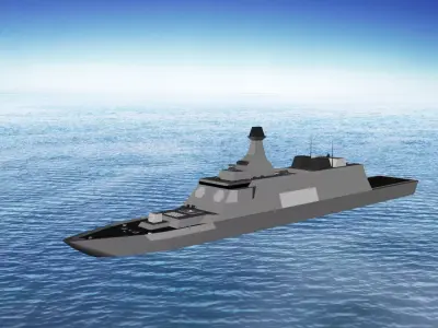 Stealth Frigate  Low-poly 3D model