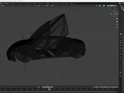 Concept Car Gold Color Fully made in Blender Free 3D model