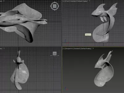 Modern Abstract Fish Sculpture 3D model