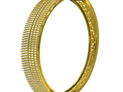 Antique Seven Row Round Diamond Filigree Bracelet 3D print model
