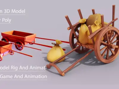 Wain 3D Model For Animation And Game Low-poly 3D model