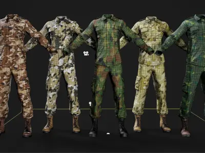 Military Camouflage Uniforms Vol 01 Low-poly 3D model