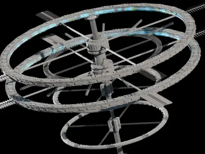Sci Fi Space Station PBR Futuristic Ship City 3D model purchase