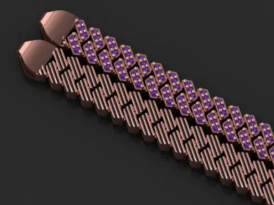 8mm STRICK 2 in 1 ANTIQUE DIAMOND CUBAN BRACELET 3D print model