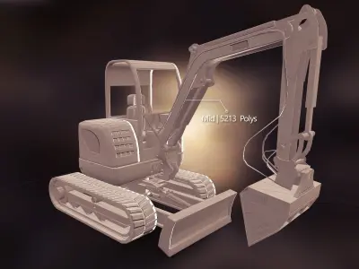 Excavator mixed model PBR Low-poly 3D model
