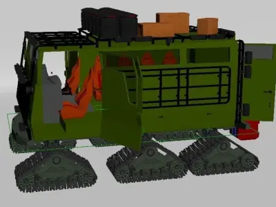 tracked snow vehicle Low-poly 3D model