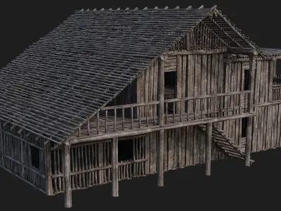 Old Wooden Building 4K Textures GameReady 183 Low-poly 3D model
