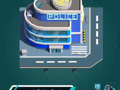 Isometric Police Station Free low-poly 3D model