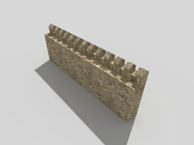 castle wall Low-poly 3D model