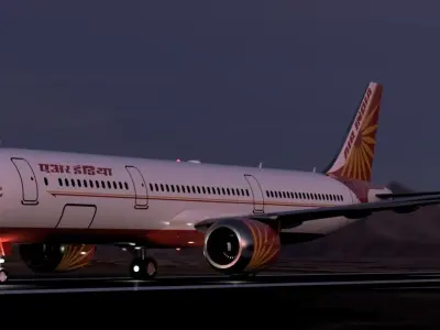 Airbus A321-200 Airindia Livery  Low-poly 3D model